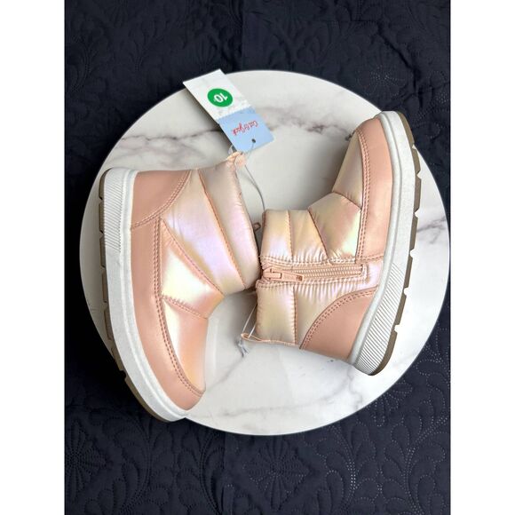 Cat & Jack Girls Jules Puffer Slip-on Booties Snow School Winter Blush SZ 5 &10 - Picture 4 of 12